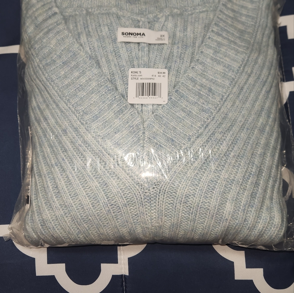 Plus Size Sonoma Goods for Life Dolman Sleeve V-Neck sweater, NWT, 2X